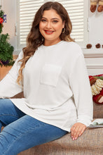 Load image into Gallery viewer, Peach Blossom Plus Size Ribbed Textured Long Sleeve T Shirt
