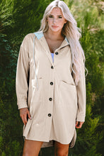 Load image into Gallery viewer, Beige Oversized Corduroy Contrast Hooded Shacket
