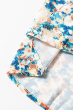 Load image into Gallery viewer, Sky Blue Floral Print Frilled Mock Neck Puff Sleeve Blouse
