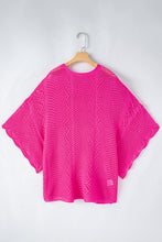 Load image into Gallery viewer, Rose Red Pointelle Knit Scallop Edge Short Sleeve Top
