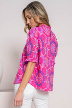 Load image into Gallery viewer, Rose Floral Print Frilled Neck Smocked Puff Sleeve Blouse
