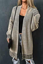 Load image into Gallery viewer, Yellow Plaid Knitted Long Open Front Cardigan
