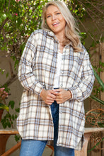 Load image into Gallery viewer, White Plaid Print Tunic Plus Size Shacket with Slits
