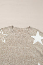 Load image into Gallery viewer, Khaki Star Pattern Drop Shoulder Sweater
