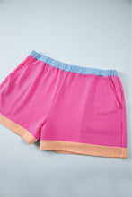 Load image into Gallery viewer, Bright Pink Textured Knit Contrast Trim Plus Shorts Set
