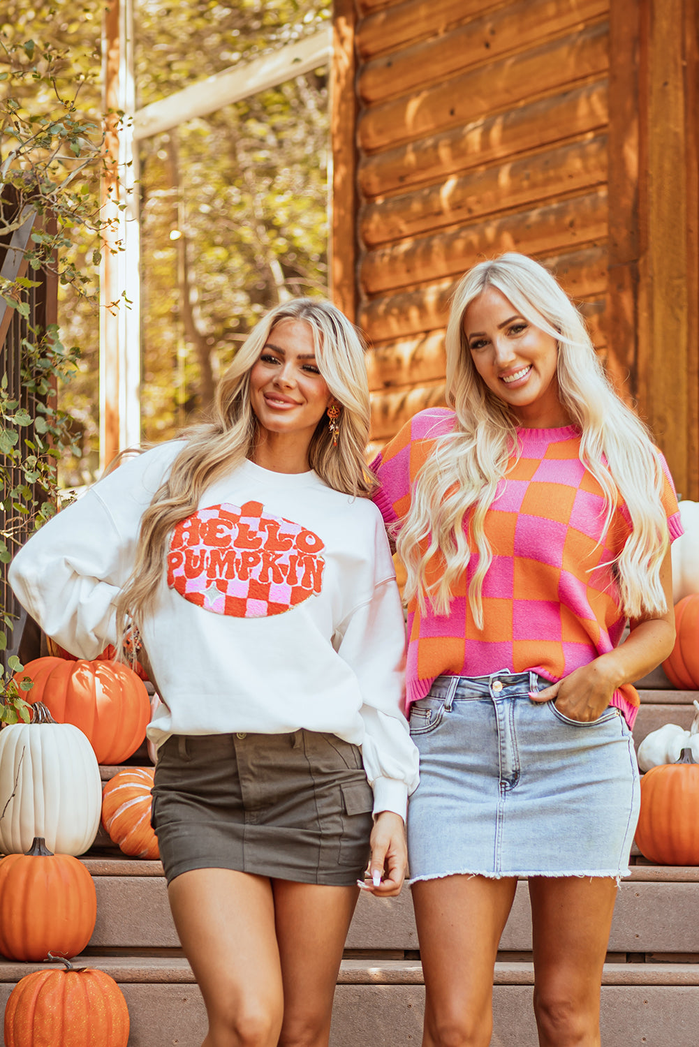 White Terry Halloween Pumpkin Patched Pattern Pullover Sweatshirt