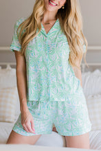 Load image into Gallery viewer, Green Vacation Coco Tree Print Short Sleeve Pajamas Set
