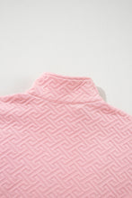 Load image into Gallery viewer, Light Pink Solid Textured Half Zipper Collared Sweatshirt
