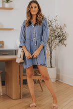 Load image into Gallery viewer, Gray Buttoned Long Sleeve Denim Mini Dress
