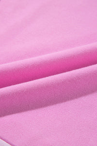 Pink Colorblock Henley High Low Oversize Sweatshirt