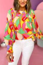 Load image into Gallery viewer, Yellow Abstract Print Puff Sleeve Blouse
