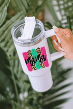 Load image into Gallery viewer, White mama Leopard Colorblock Handle Portable Cup 40oz
