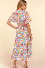 Load image into Gallery viewer, Pink Floral Short Sleeve Smocked Waist Maxi Dress
