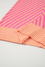 Load image into Gallery viewer, Strawberry Pink Contrast Chevron Knit V Neck Sweater Vest
