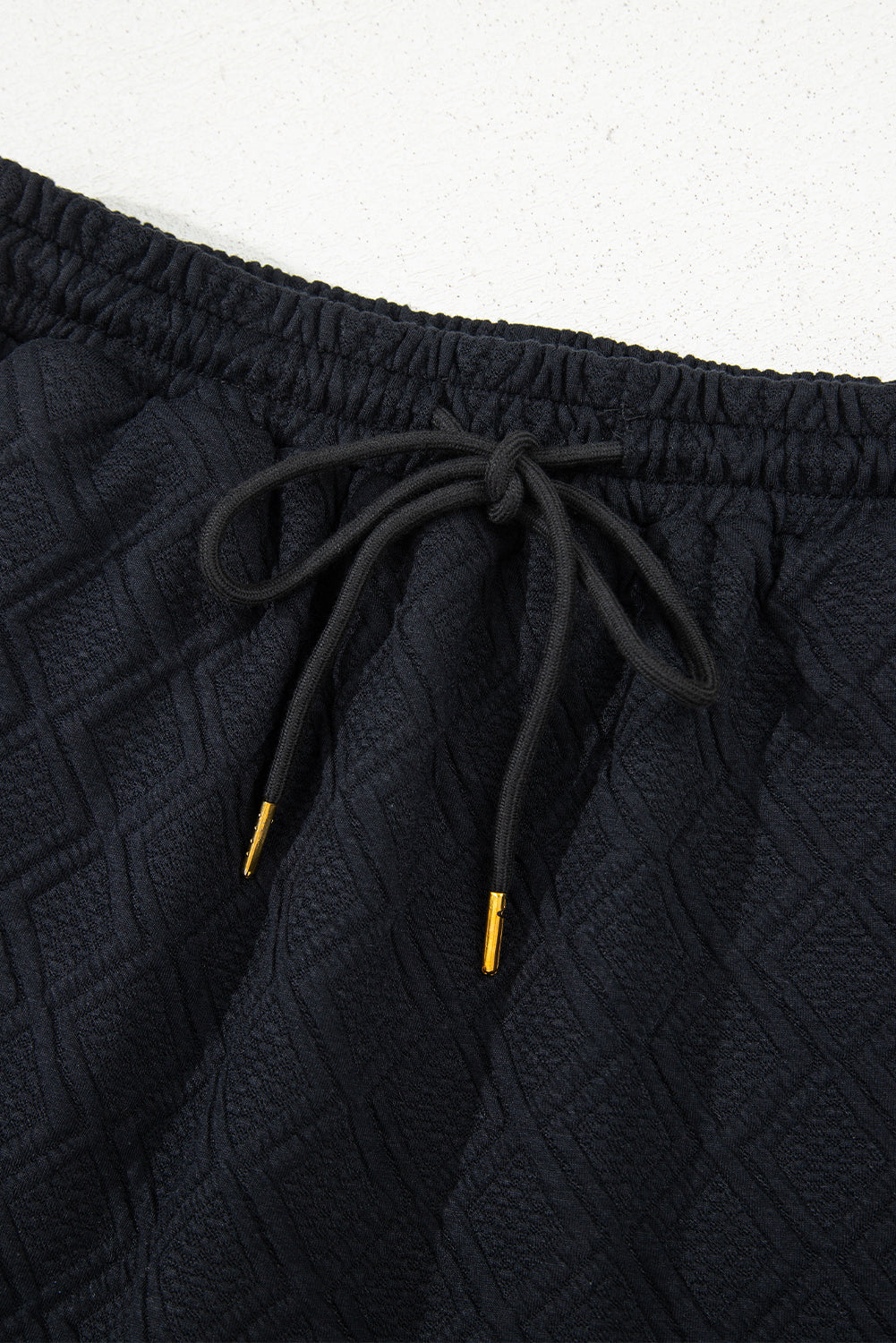 Color black Striped Collared Zip up Textured Skirt Set