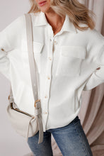 Load image into Gallery viewer, White Solid Color Corduroy Buttoned Long Sleeve Jacket
