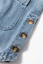 Load image into Gallery viewer, Dusk Blue Slit Buttons Pocketed Denim Jacket
