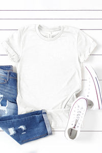 White Solid Color Crew Neck Tee