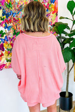 Load image into Gallery viewer, Pink Plus Size Ribbed Exposed Seam Tee and Shorts Set
