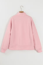 Load image into Gallery viewer, Light Pink Solid Textured Half Zipper Collared Sweatshirt
