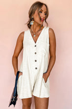 Load image into Gallery viewer, Beige Sleeveless V Neck Buttoned Front Chest Pocket Romper
