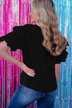 Load image into Gallery viewer, Black Tulle Ruffle Sleeve Blouse
