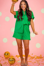 Load image into Gallery viewer, Bright Green Textured Short Sleeve Shirt and Shorts Set
