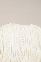 Load image into Gallery viewer, White Cable Knit Cropped Sweater
