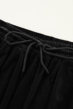 Load image into Gallery viewer, Black Solid Drawstring Waist Wide Leg Pants
