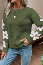 Load image into Gallery viewer, Light Pink Flower Sleeve Drop Shoulder Sweater
