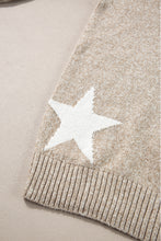 Load image into Gallery viewer, Khaki Star Pattern Drop Shoulder Sweater
