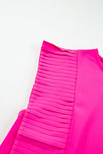 Load image into Gallery viewer, Bright Pink Pleated Ruffle Patchwork Sleeveless Blouse
