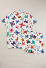 Load image into Gallery viewer, Multicolour Butterfly Pattern Short Sleeve Shirt Pajamas Set
