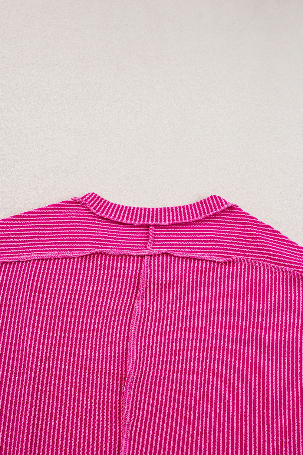 Pink Textured Colorblock Crew Neck T Shirt