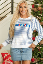 Load image into Gallery viewer, Blue Stripe Chenille FIRECRACKER Embroidered Sweatshirt
