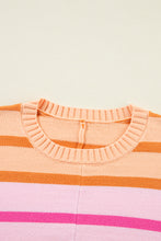 Load image into Gallery viewer, Multicolour Gradient Striped Ribbed Edge Loose Sweater
