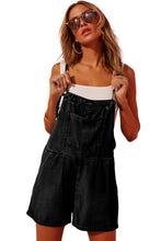 Load image into Gallery viewer, Black Grommet Tie Straps Casual Denim Romper
