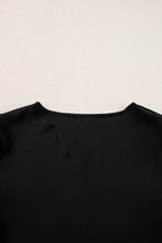 Load image into Gallery viewer, Black Scalloped V Neckline Petal Sleeve Top
