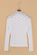 Load image into Gallery viewer, White Floral Lace High Neck Long Sleeve Top
