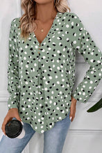 Load image into Gallery viewer, Green Polka Dot Print Button Front V Neck Blouse
