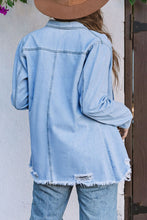 Load image into Gallery viewer, Fade Blue Ripped Denim Jacket
