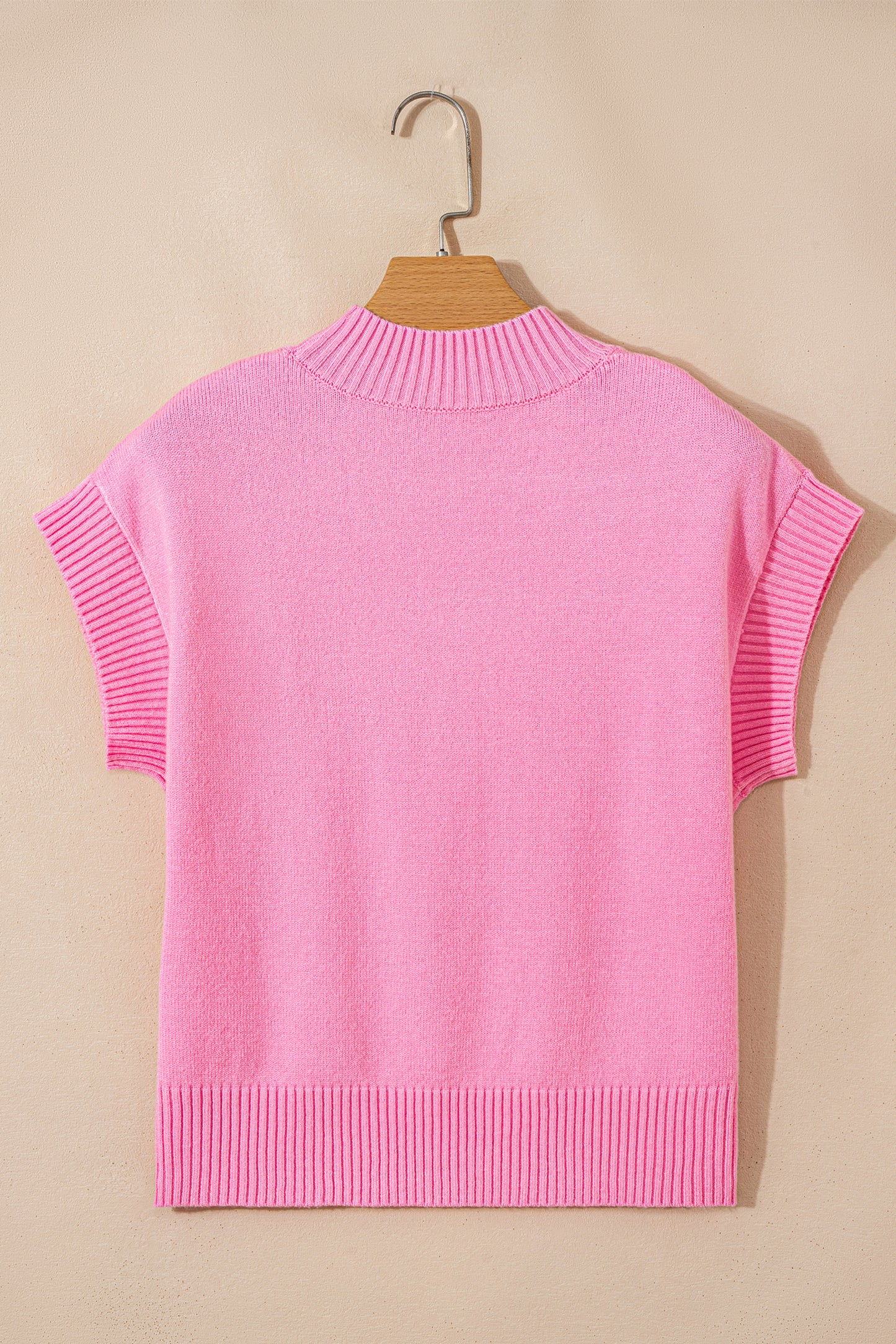 Pink Valentine Heart Graphic Cropped Short Sleeve Sweater