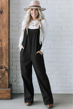 Load image into Gallery viewer, Black Solid Pocketed Loose Fit Corduroy Overall
