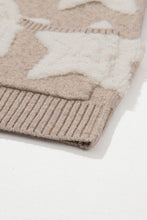 Load image into Gallery viewer, Khaki Sherpa Star Pattern Textured Sweater Cardigan with Pockets
