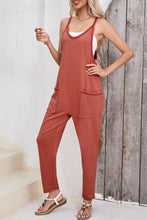 Load image into Gallery viewer, Gold Flame Side Pockets Harem Pants Sleeveless V Neck Jumpsuit
