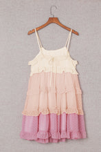 Load image into Gallery viewer, Pink Ombre Swiss Dot Ruffled Tiered Mini Dress
