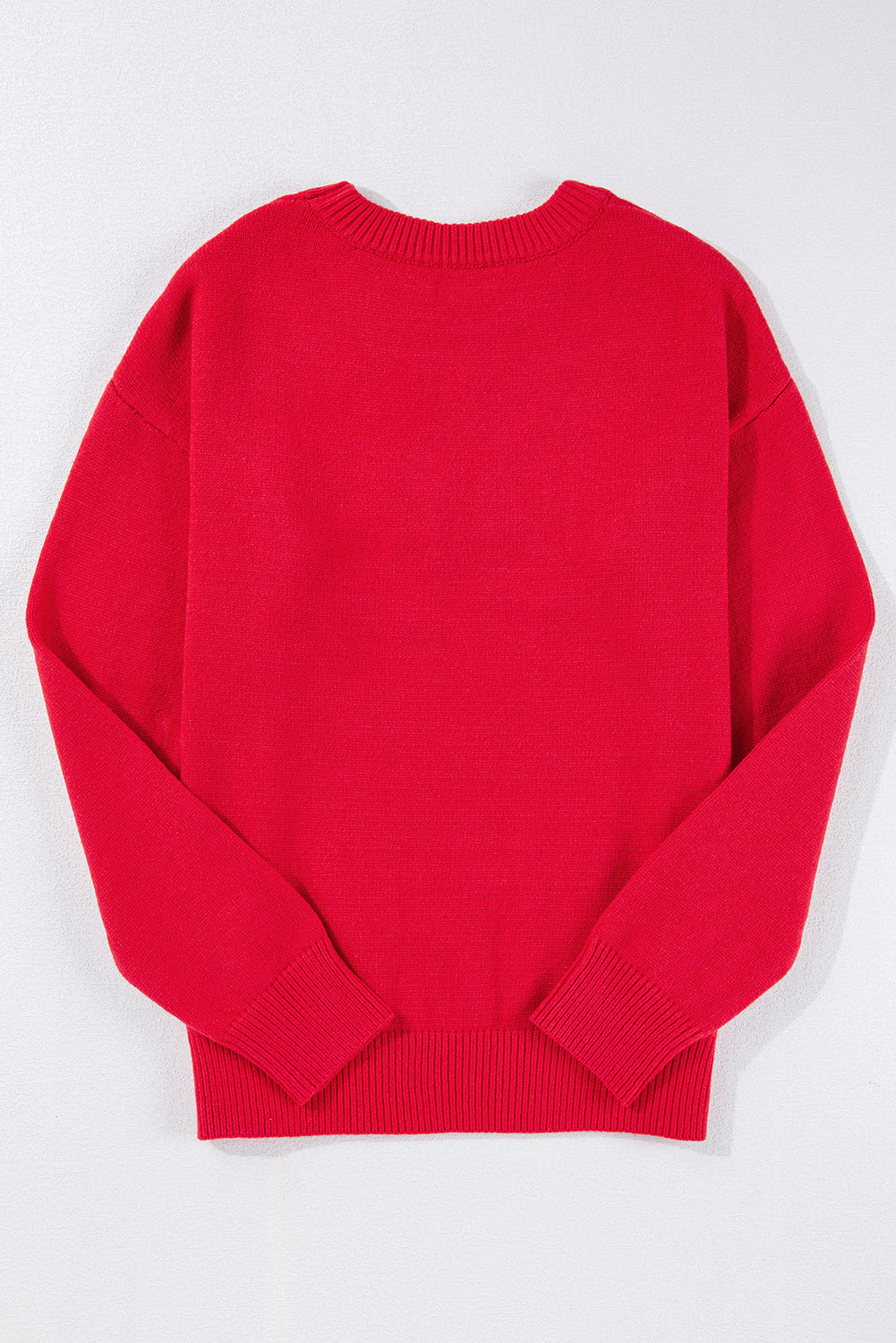 Fiery Red Tinsel Merry Letter Drop Shoulder Baggy Sweater