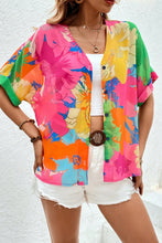 Load image into Gallery viewer, Multicolour Floral Print Folded Short Sleeve Shirt
