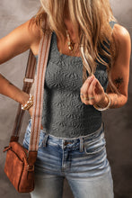 Load image into Gallery viewer, Smoke Gray Floral Jacquard Square Neck Tank Top
