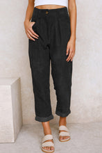 Load image into Gallery viewer, Gray Corduroy High Waist Straight Leg Pants
